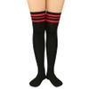 Zando Women Over Knee Stockings Thin Striped Casual Long Athlete Cosplay Kawaii Football 1 Pair Black Red view 2