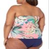 La Blanca Women's Standard Bandeau Tankini Swimsuit Top, Coral//Tropical rain, 0 view 2