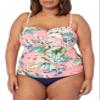 La Blanca Women's Standard Bandeau Tankini Swimsuit Top, Coral//Tropical rain, 0 view 3