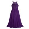 renvena Kids Big Girls Lace Chiffon Flower Girl Dress Halter Sleeveless Bridesmaid Wedding Pageant Party Gown Deep Purple 8 view 3