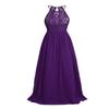 renvena Kids Big Girls Lace Chiffon Flower Girl Dress Halter Sleeveless Bridesmaid Wedding Pageant Party Gown Deep Purple 8 view 4