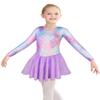 Belovance girls skirted leotards 6t 7t long sleeves mermaid purple gymnastic dance dress (Baby Girls/Toddler Girls/Big Girls) (S Long Sleeves Mermaid Purple, 130(6-7 years old)) view 1