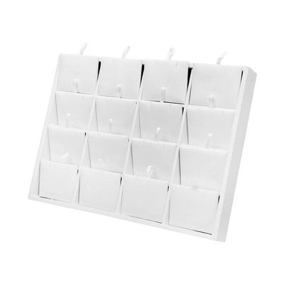 DBM IMPORTS White Faux Leather 16 Pairs Earring Display Jewelry Pendant Tray 10" x7-1/2