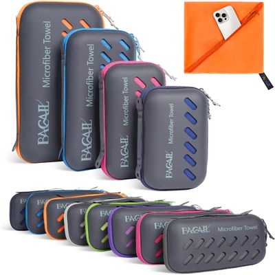 BAGAIL Microfiber Travel Towel, Orange, 40 x 80 inches, Super Absorbent, Compact and Lightweight, Skin Friendly, Fast Drying, Perfect for Camping, Beach, Gym, Yoga, Backpacking