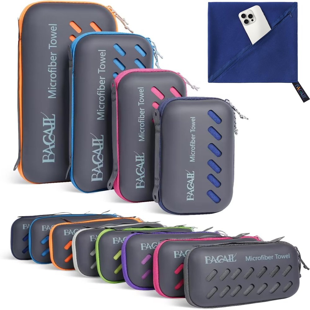 BAGAIL Microfiber Travel Towel, Royal Blue, 24 x 48 inch, Super Absorbent, Compact and Lightweight, Skin Friendly, Fast Drying, Portable Case