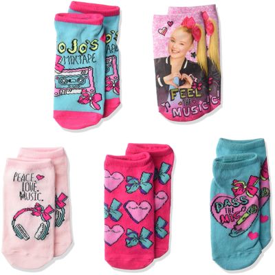 Jojo Siwa Girls 5 Pack No Show Socks