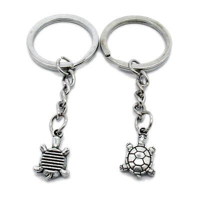 20 Pieces Metal Antique Silver Color Keychains Keyrings Z3CF1 Tortoise Turtle Key Chain Ring