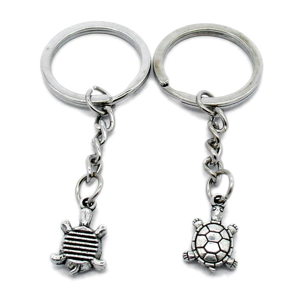20 Pieces Metal Antique Silver Color Keychains Keyrings Z3CF1 Tortoise Turtle Key Chain Ring