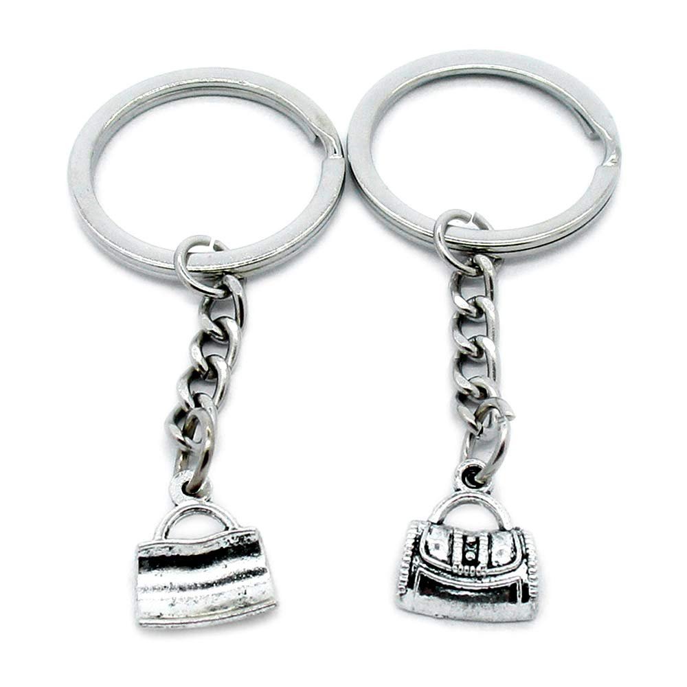 5 Pieces Metal Antique Silver Color Keychains Keyrings W5QT4 Shoulder Bag Handbag Purse Key Chain Ring