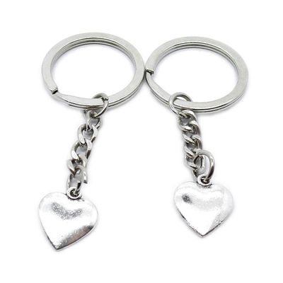 50 Pieces Metal Antique Silver Color Keychains Keyrings EK3C6 Love Heart Drop Key Chain Ring