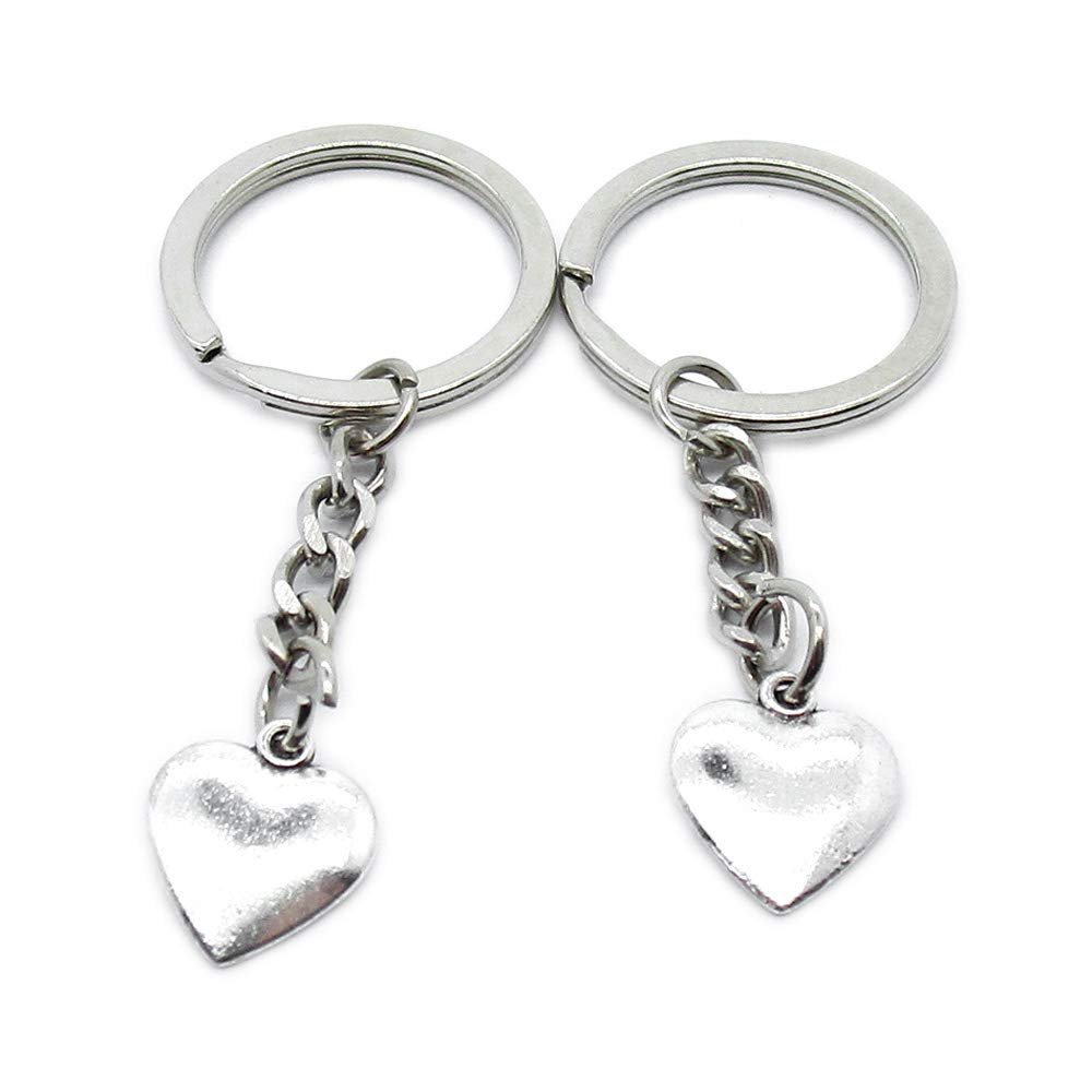 50 Pieces Metal Antique Silver Color Keychains Keyrings EK3C6 Love Heart Drop Key Chain Ring