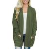Women Open Front Cable Knit Long Sweater Loose Knitted Cardigan Coat with Pocket (Green,XXX-Large) view 1