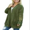 Women Open Front Cable Knit Long Sweater Loose Knitted Cardigan Coat with Pocket (Green,XXX-Large) view 2