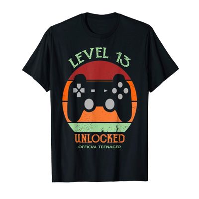 13th Birthday Gamer Level 13 Unlocked Official Teenager T-Shirt