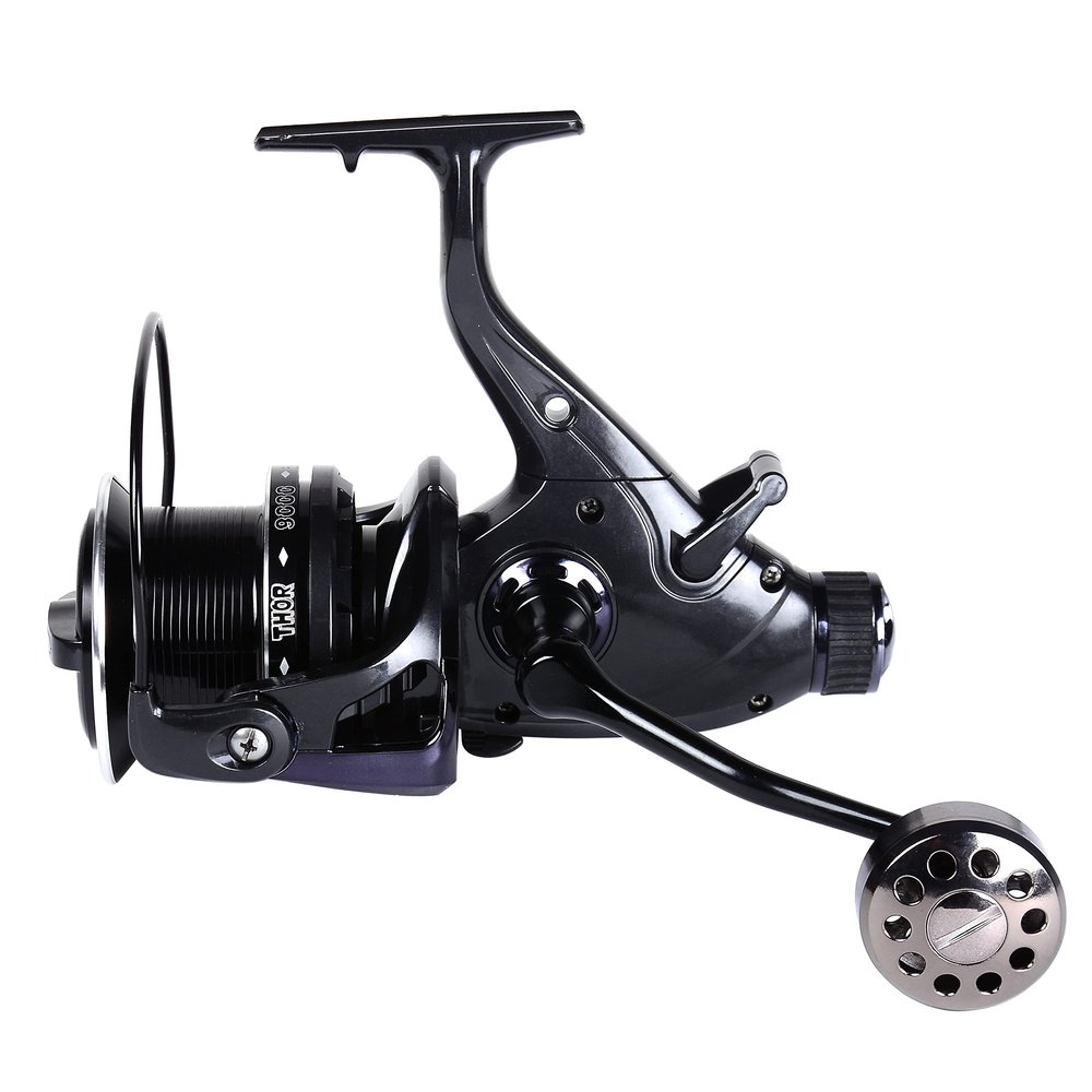 HiUmi Carp Fishing Reels 8000 9000 10000 Bait Runner Big Free Runner Double Brake Feeder 12+1 Ball Bearing Spinning Fishing Reel (THOR8000)