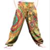 Full Funk Tie Dye Cotton Pants with Elastic Thick Pull String Waist, Large, Yellow Red view 1