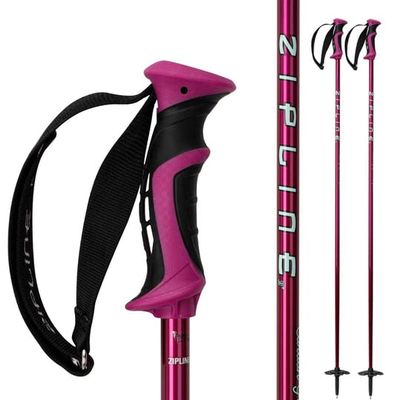 Zipline Blurr 16.0 Graphite Composite Downhill Ski Poles - Lightweight, Freeride All-Mountain, Vibration Dampening (Plum, 42" in./107 cm)