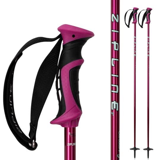 Zipline Blurr 16.0 Graphite Composite Downhill Ski Poles - Lightweight, Freeride All-Mountain, Vibration Dampening (Plum, 42" in./107 cm)