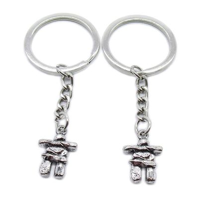 5 PCS Antique Silver Plated Keyrings Keychains QV2Q8 Stone Man Key Ring Chains Tags Clasps