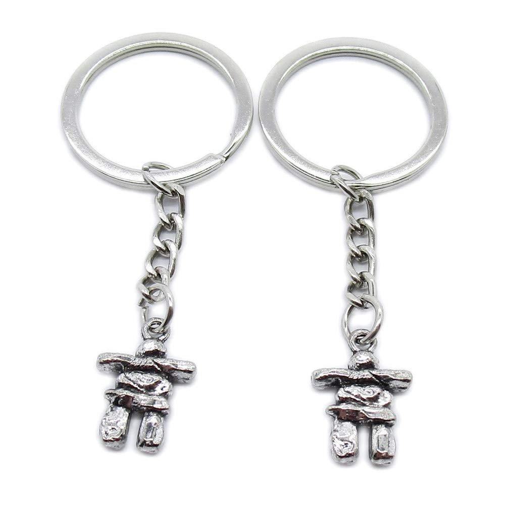 5 PCS Antique Silver Plated Keyrings Keychains QV2Q8 Stone Man Key Ring Chains Tags Clasps