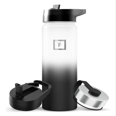 IRON FLASK Camping & Hiking Hydration Flask with Straw, Wide Mouth Insulated Stainless Steel Sports Water Bottle - 22 oz Day & Night