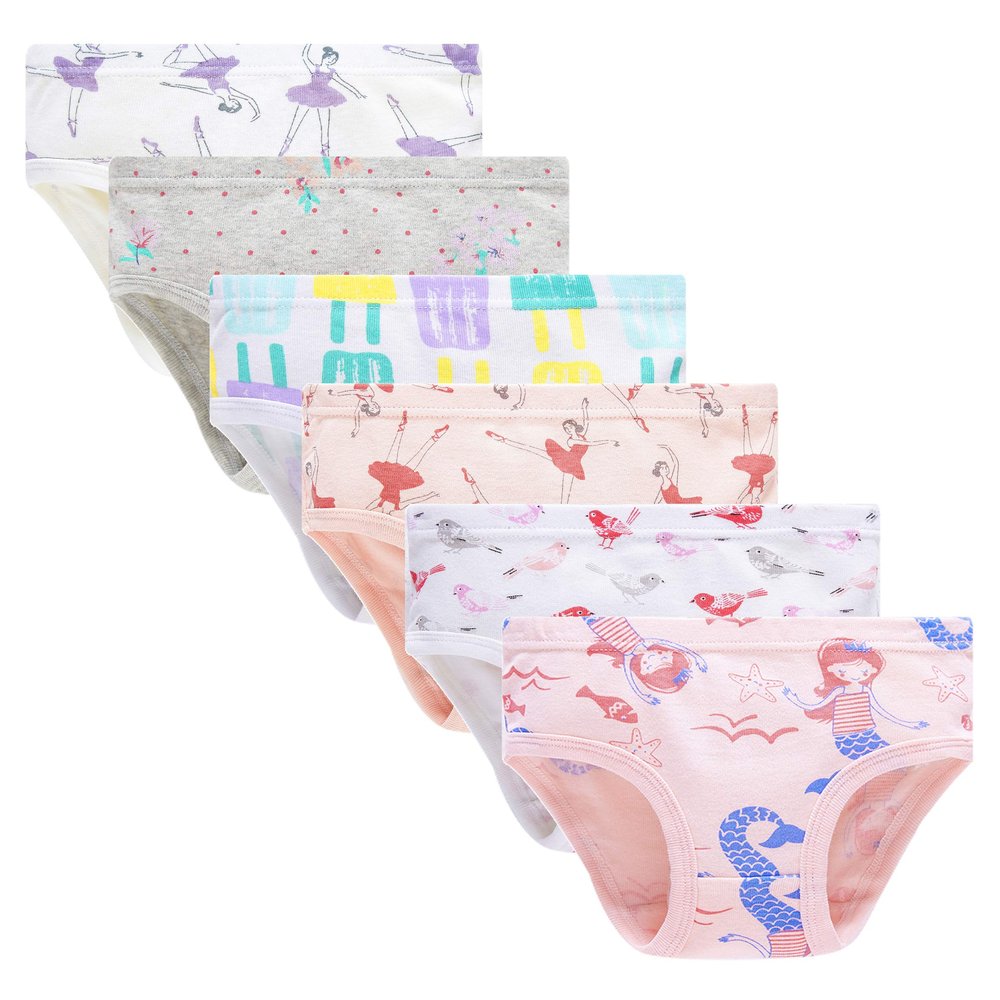 Barara King Little Girls Soft Underwear Girl Undies Cotton Panties Kids Briefs (Pack of 6) Size 5
