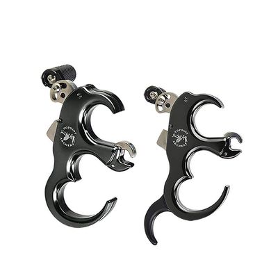 AMEYXGS Archery Bow Release Aid Aluminum Alloy 3 or 4 Fingers Automatic Thumb Trigger Detachable Thumb Grip Left or Right Hand Thumb Caliper Outdoor Hunting Compound Bow Accessories (Black)