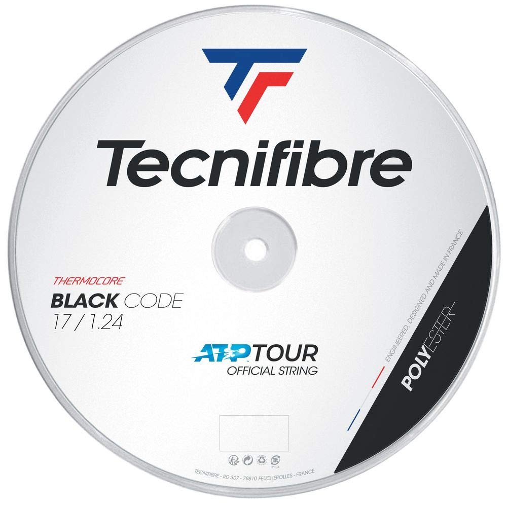 Tecnifibre 200M-Black Code 1.24 Adult Unisex Tennis Cord, Black, Single