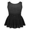 Agoky Big Girls' Kids Sparkly Ice Figure Skating Roller Skating Dress Gymnastic Tutu Skirted Leotard Costume Black Sparkly 13-14 view 2