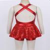 Agoky Girls Sequined Ballet Hip-Hop Jazz Latin Modern Tap Dress Street Stage Performance Costume Red Jazz 13-14 view 4