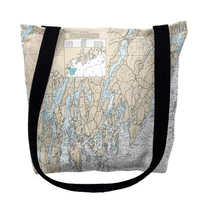 Betsy Drake TY13288SPM 16 x 16 in. Southport - Pemaquid Maine Nautical Map Tote Bag - Medium