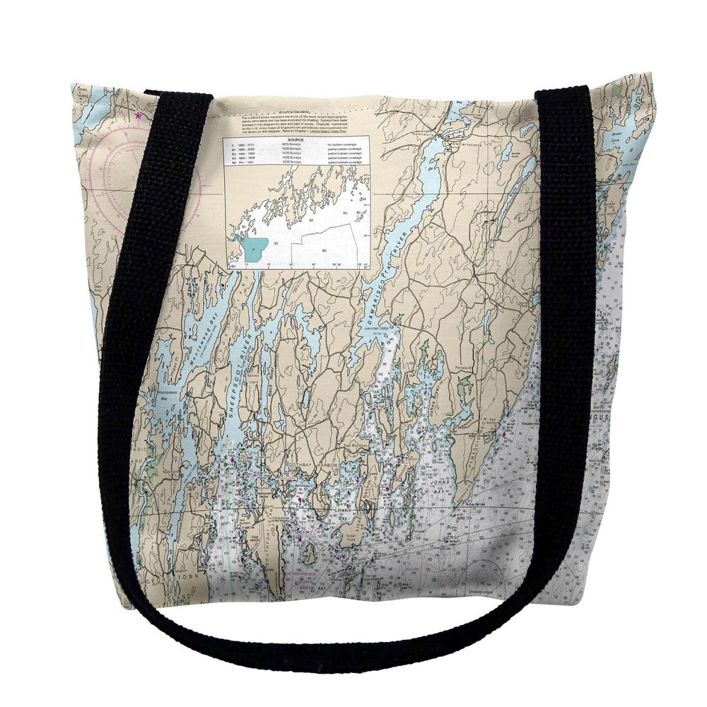 Betsy Drake TY13288SPM 16 x 16 in. Southport - Pemaquid Maine Nautical Map Tote Bag - Medium