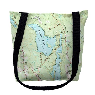 Betsy Drake TY870M 16 x 16 in. Square Pond Maine Nautical Map Tote Bag - Medium