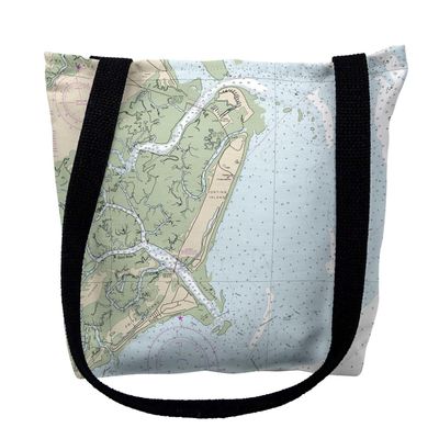 Betsy Drake TY11517M 16 x 16 in. Fripp Island South Carolina Nautical Map Tote Bag - Medium