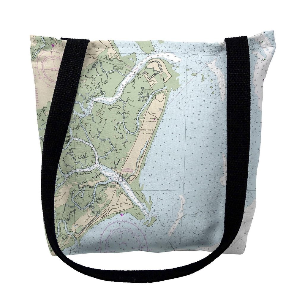 Betsy Drake TY11517M 16 x 16 in. Fripp Island South Carolina Nautical Map Tote Bag - Medium