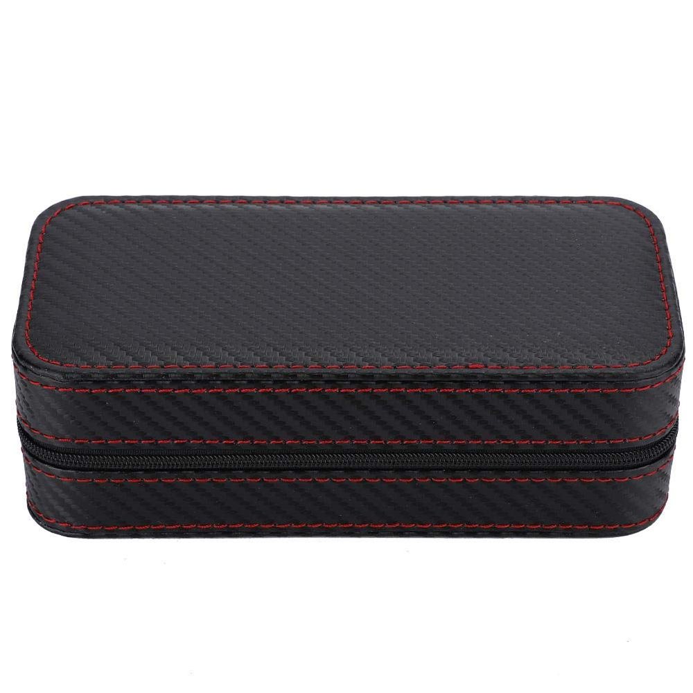 Antilog Watch Storage Box, Watch Storage Case Portable 2Slots Carbon Fiber Leather Watch Storage Box Case Wristwatch Organizer Holder Travel