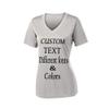Customized Ladies V Neck Tee, Polyester Workout Design Your Own Sports Shirt Silver view 1