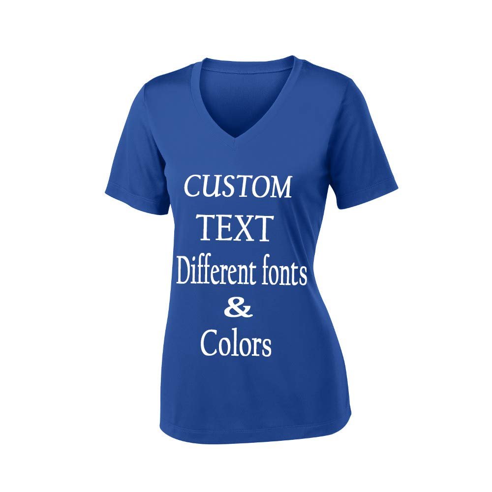 Customized Ladies V Neck Tee, Polyester Workout Design Your Own Sports Shirt True Royal