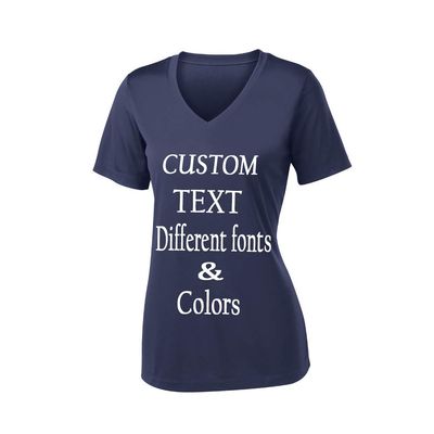 Customized Ladies V Neck Tee, Polyester Workout Design Your Own Sports Shirt True Navy