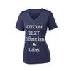 Customized Ladies V Neck Tee, Polyester Workout Design Your Own Sports Shirt True Navy view 1