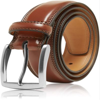 Access Denied Genuine Leather Dress Belts For Men - Mens Belt For Suits, Jeans, Uniform Brown Belt - Designed in the USA