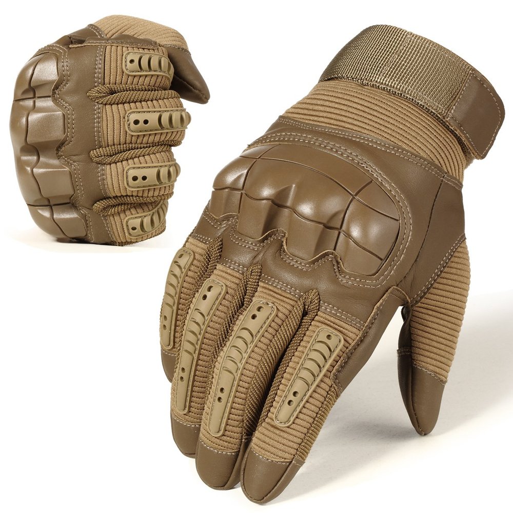 WTACTFUL Touch Screen Tactical Gloves for Men Airsoft Paintball Gear Motorcycle MTB Bike Cycling Cross-Country Motorbike ATV Hunting Hiking Riding Driving Work Outdoor Full Finger Gloves L Brown