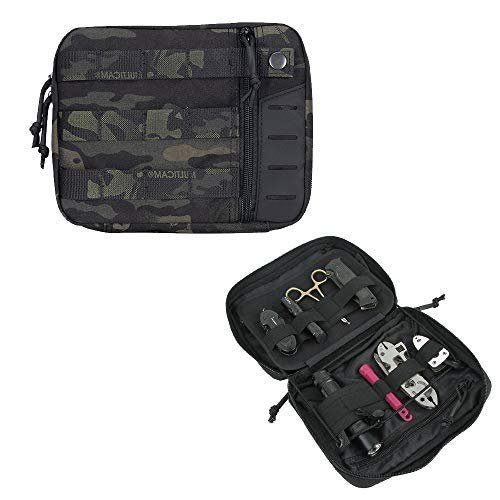 EXCELLENT ELITE SPANKER Molle Admin Pouch Tactical EDC Tool Pouch Military Nylon Holder Modular Utility Organizer Bag(Multicam Black)