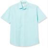 Amazon Essentials Men's Regular-Fit Short-Sleeve Poplin Shirt, Aqua Blue Leaf Print, Small view 1