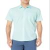 Amazon Essentials Men's Regular-Fit Short-Sleeve Poplin Shirt, Aqua Blue Leaf Print, Small view 2