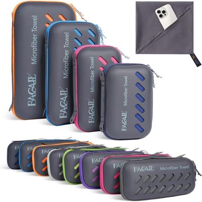 BAGAIL Microfiber Travel Towel, Dark Grey, 40 x 80 inches, Compact and Super Absorbent, Skin Friendly, Portable Case Included
