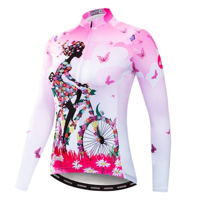 Cycling Jersey Women Bicycle Team Long Sleeve Racing Bike T-Shirt Warm Clothing Sport Tops