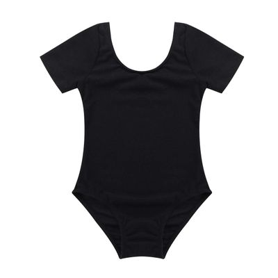 JEATHA Kids Girls Short Sleeves Cotton Ballet Unitard Gymnastics Leotard Sports Tumbling Jumpsuit Dancewear Black 4