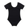 JEATHA Kids Girls Short Sleeves Cotton Ballet Unitard Gymnastics Leotard Sports Tumbling Jumpsuit Dancewear Black 4 view 1