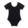 JEATHA Kids Girls Short Sleeves Cotton Ballet Unitard Gymnastics Leotard Sports Tumbling Jumpsuit Dancewear Black 4 view 2